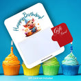 Load image into Gallery viewer, This image shows a gift card partially inside the Piggy Birthday Gift Card Holder Money Card.
