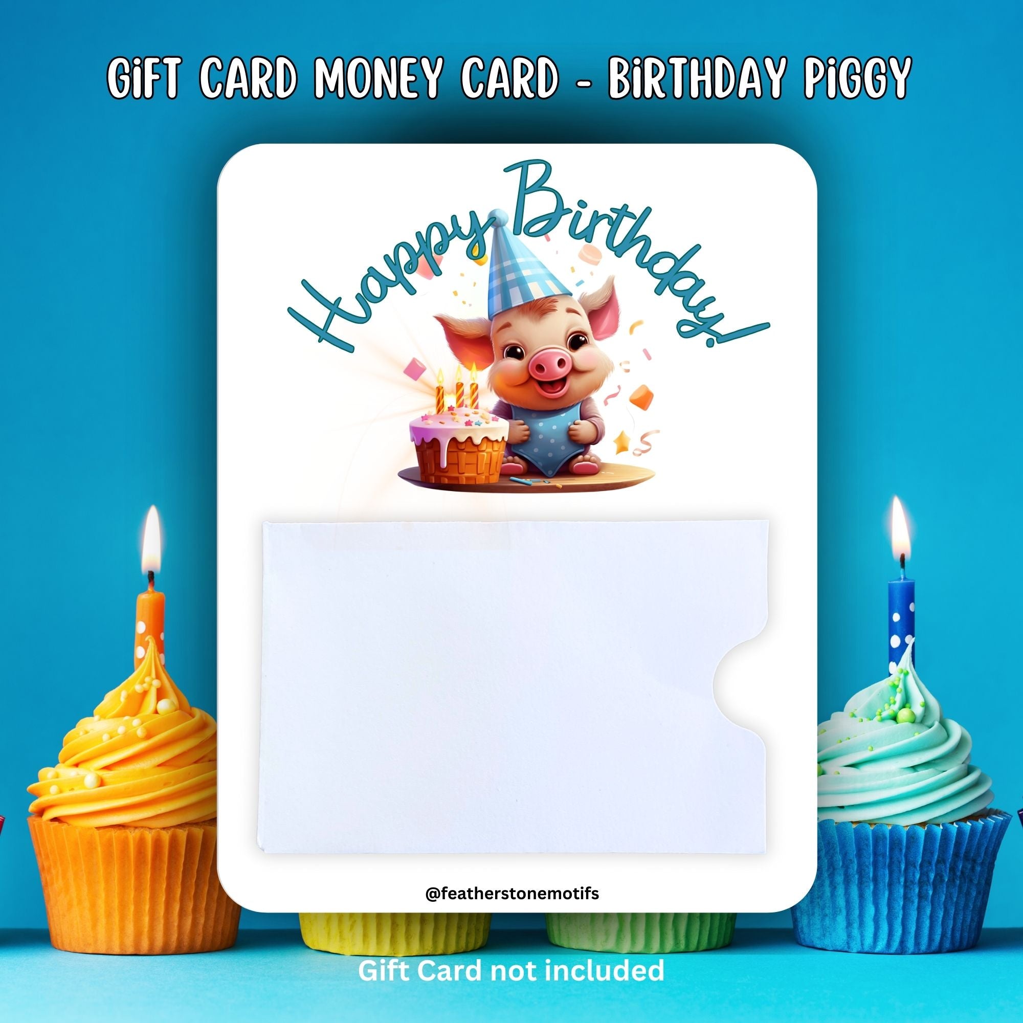 This image shows the Piggy Birthday Gift Card Holder Money Card.