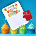 Load image into Gallery viewer, This image shows a gift card partially inside the Birthday Presents Gift Card Holder Money Card.
