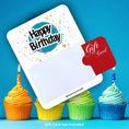 Load image into Gallery viewer, This image shows a gift card partially inside the Blue Happy Birthday Gift Card Holder Money Card.
