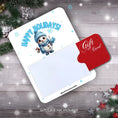 Load image into Gallery viewer, This image shows a gift card partially inside the Blue Snowman Gift Card Money Card.
