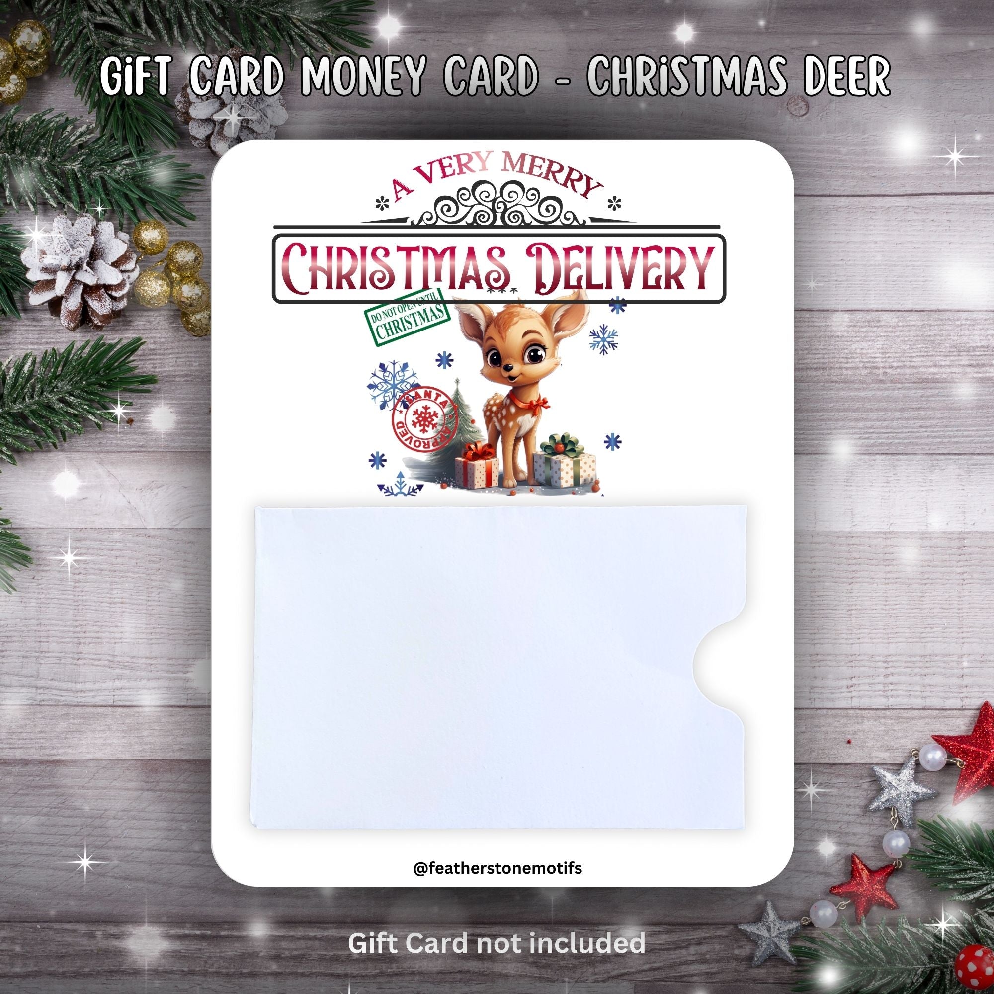 This image shows the Christmas Deer Gift Card Money Card.