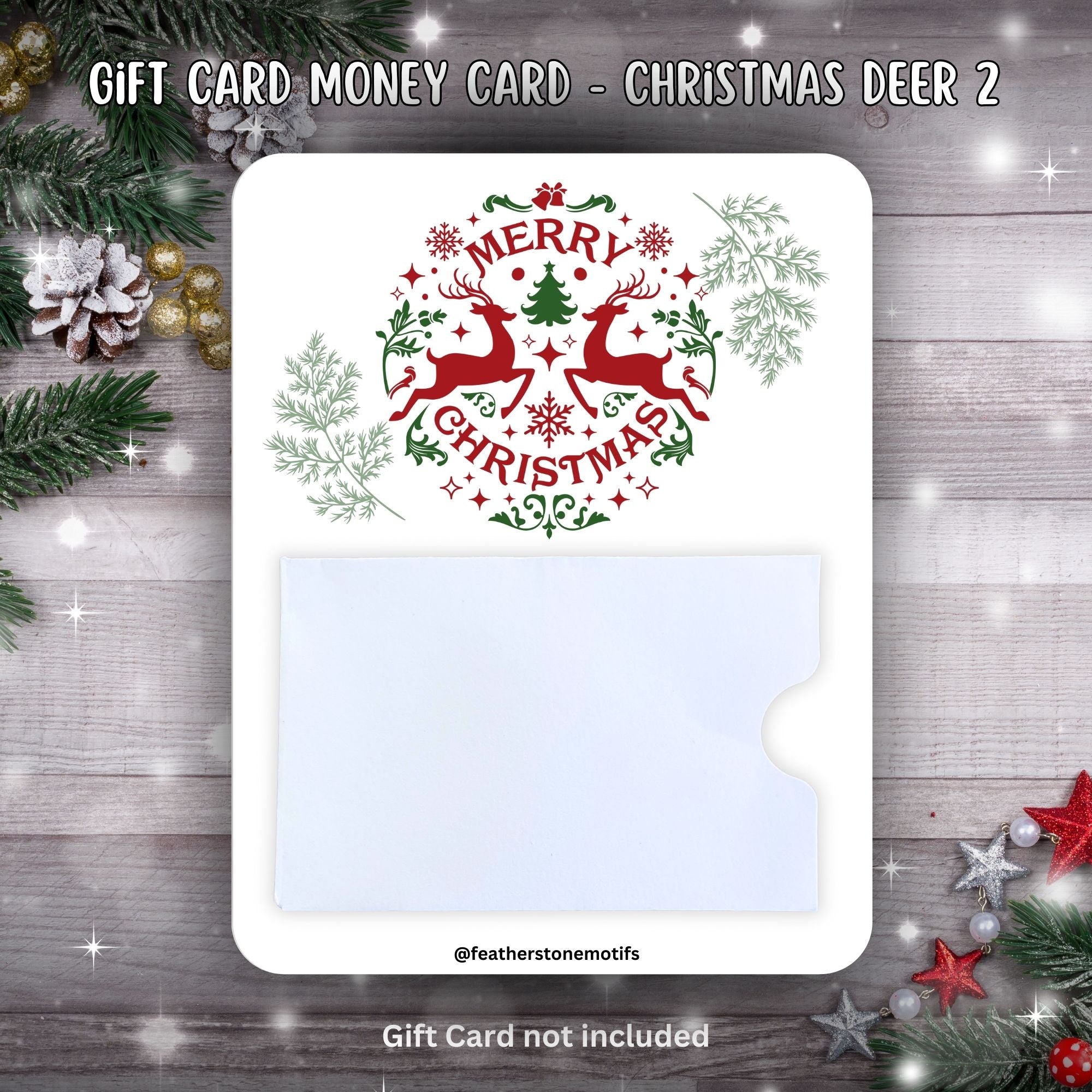 This image shows the Christmas Deer 2 Gift Card Money Card.