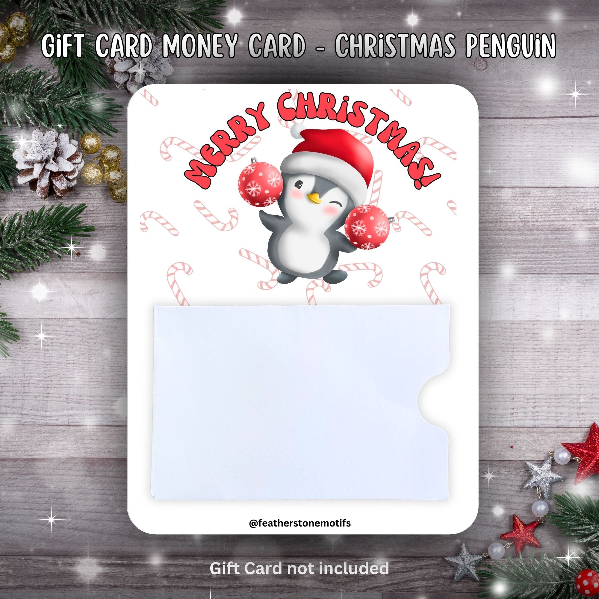 This image shows the Christmas Penguin Gift Card Money Card.