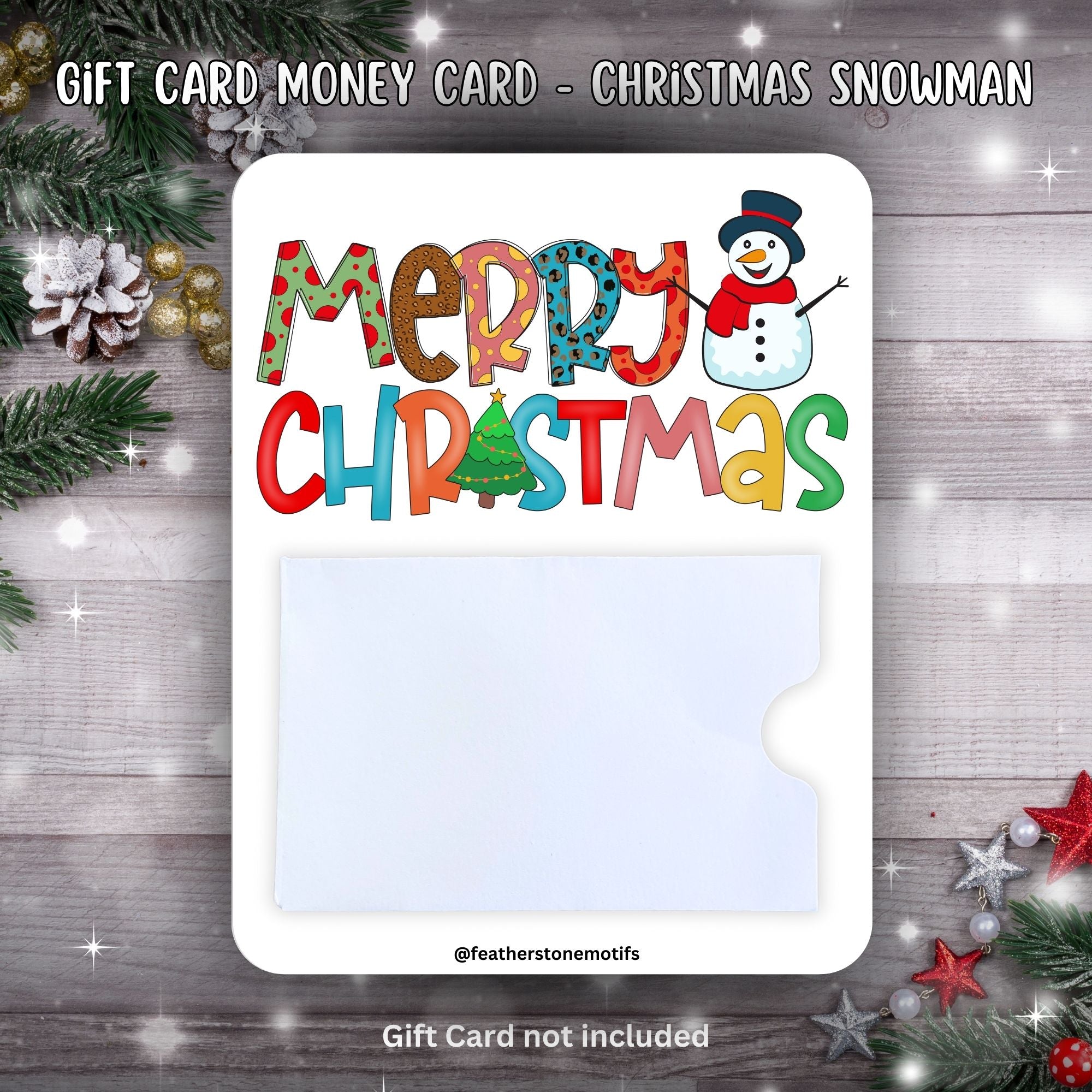 This image shows the Christmas Snowman Gift Card Money Card.