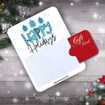 Load image into Gallery viewer, This image shows a gift card partially inside the Happy Holidays Gift Card Money Card.
