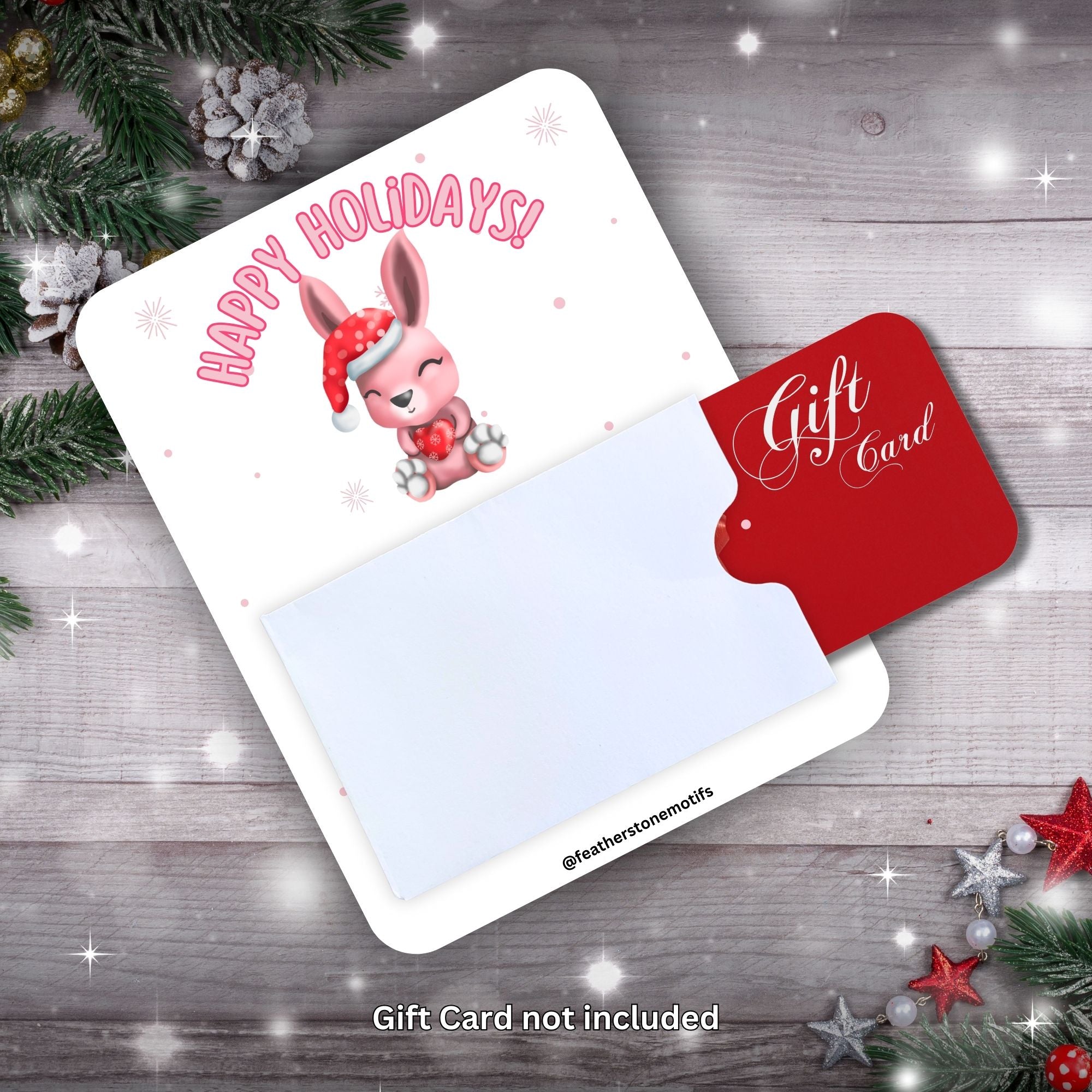 This image shows a gift card partially inside the Holiday Bunny 2 Gift Card Money Card.