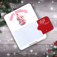 Load image into Gallery viewer, This image shows a gift card partially inside the Pink Snowman Gift Card Holder Money Card.
