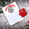 Load image into Gallery viewer, This image shows a gift card partially inside the Christmas Raccoon Gift Card Holder Money Card.
