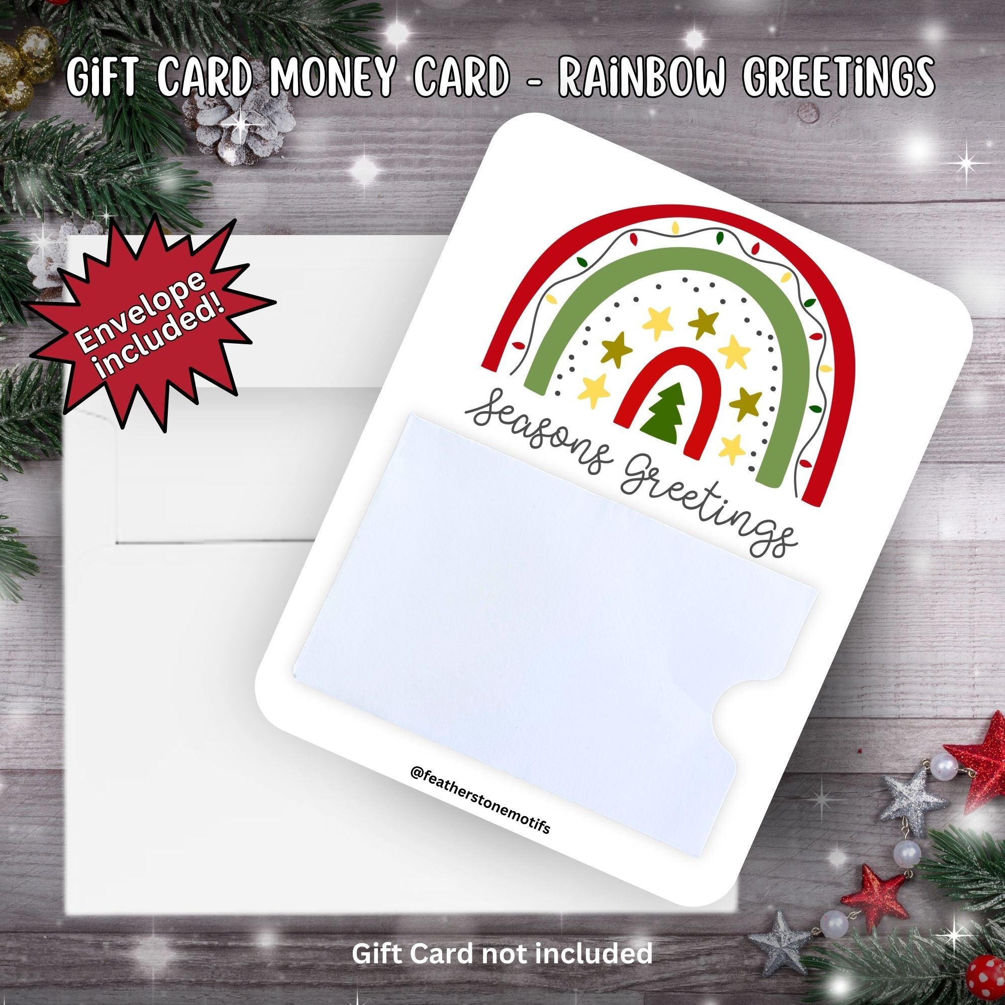 This image shows the Rainbow Greetings Gift Card Holder Money Card with the included A2 envelope.