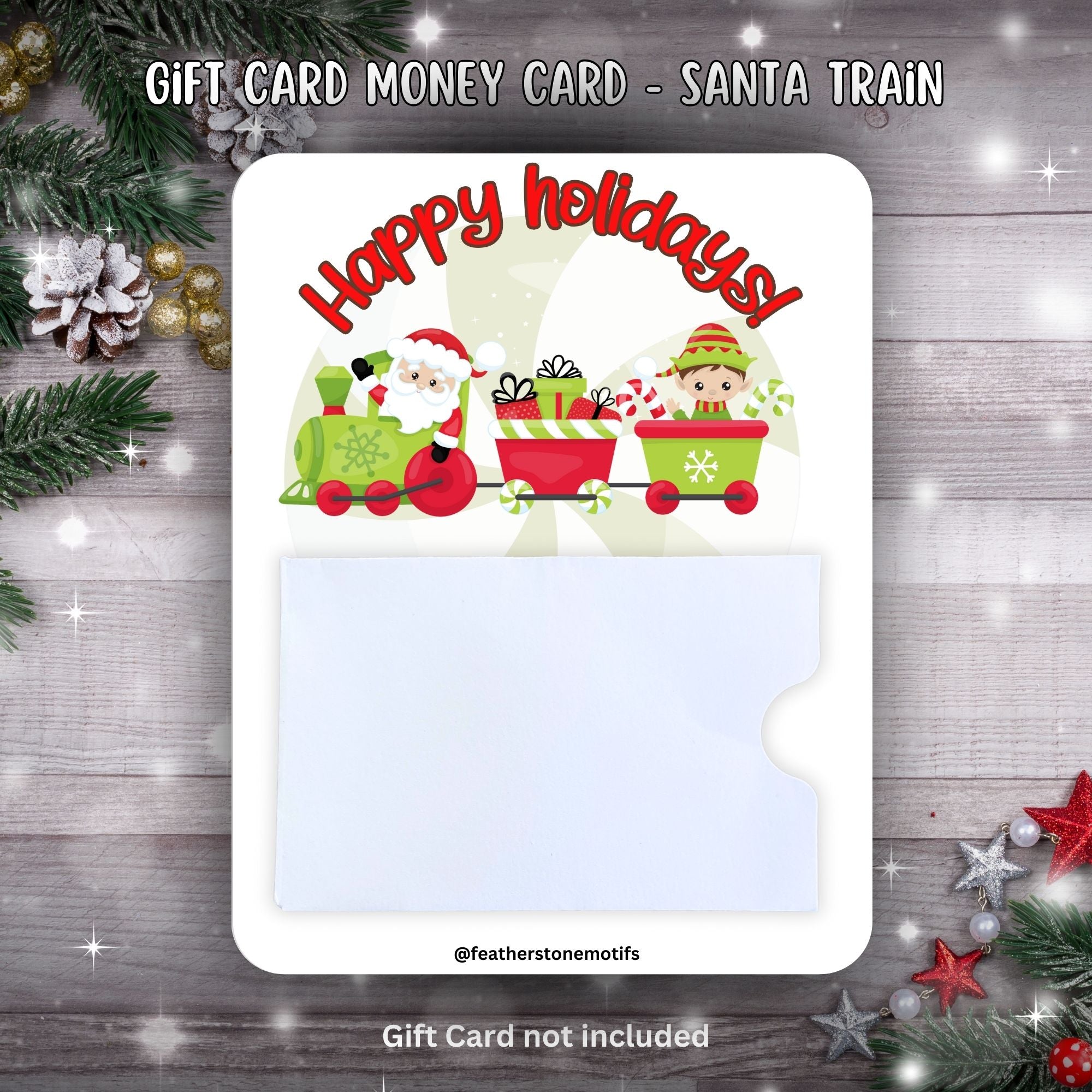 This image shows the Santa Train Gift Card Holder Money Card.