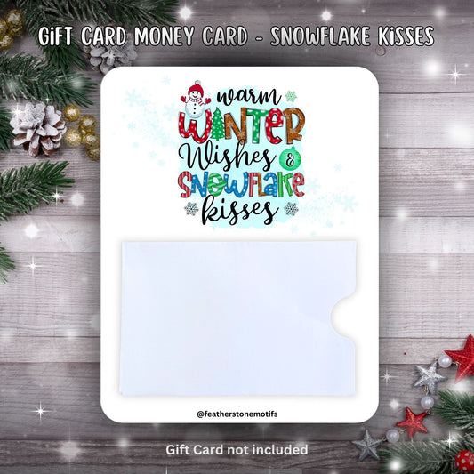 This image shows the Snowflake Kisses Gift Card Holder Money Card.