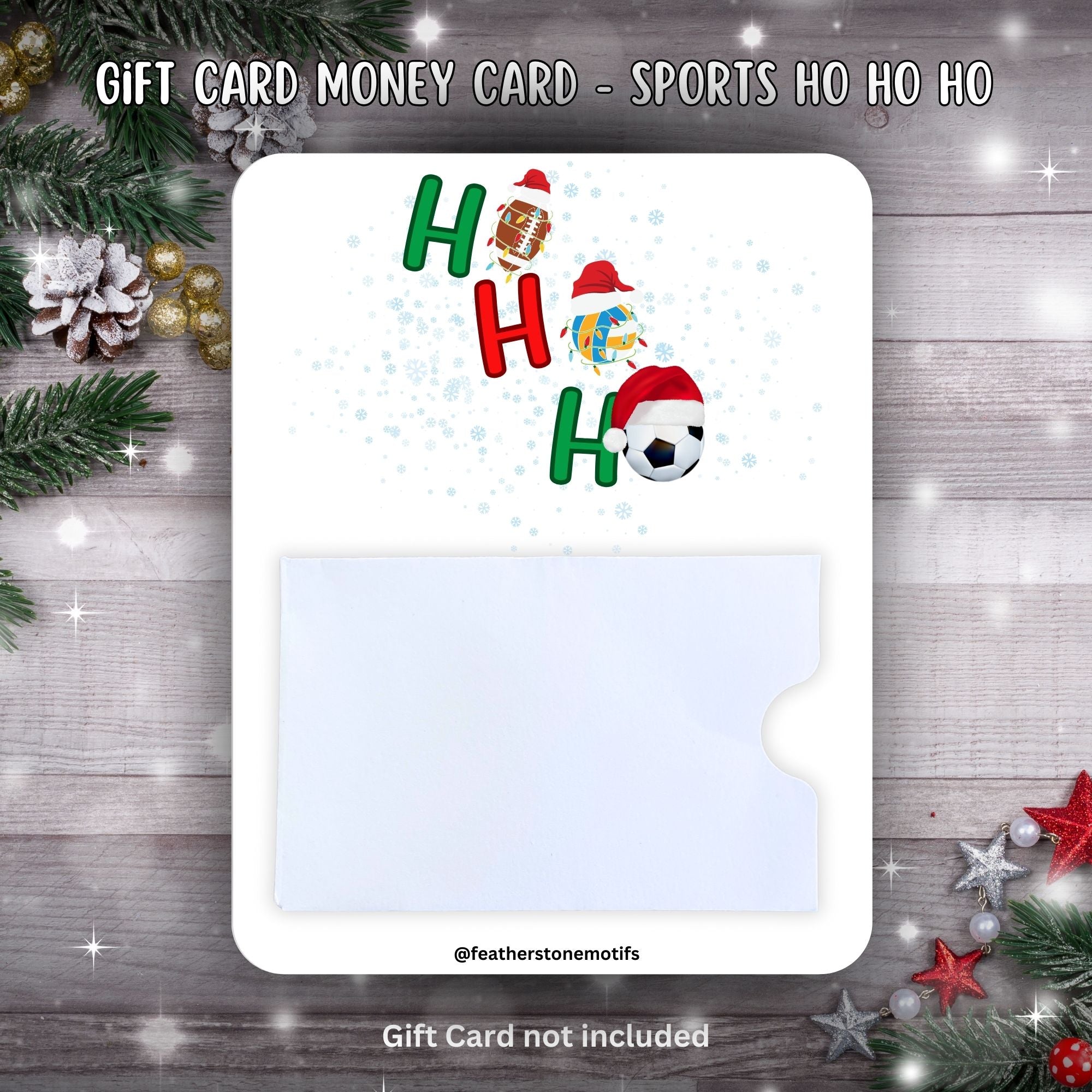 This image shows the Sports Ho Ho Ho Gift Card Holder Money Card.