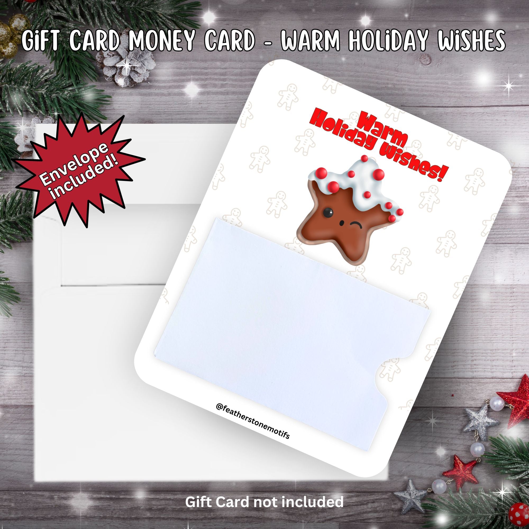 This image shows the Warm Holiday Wishes Gift Card Holder Money Card with the included A2 envelope.