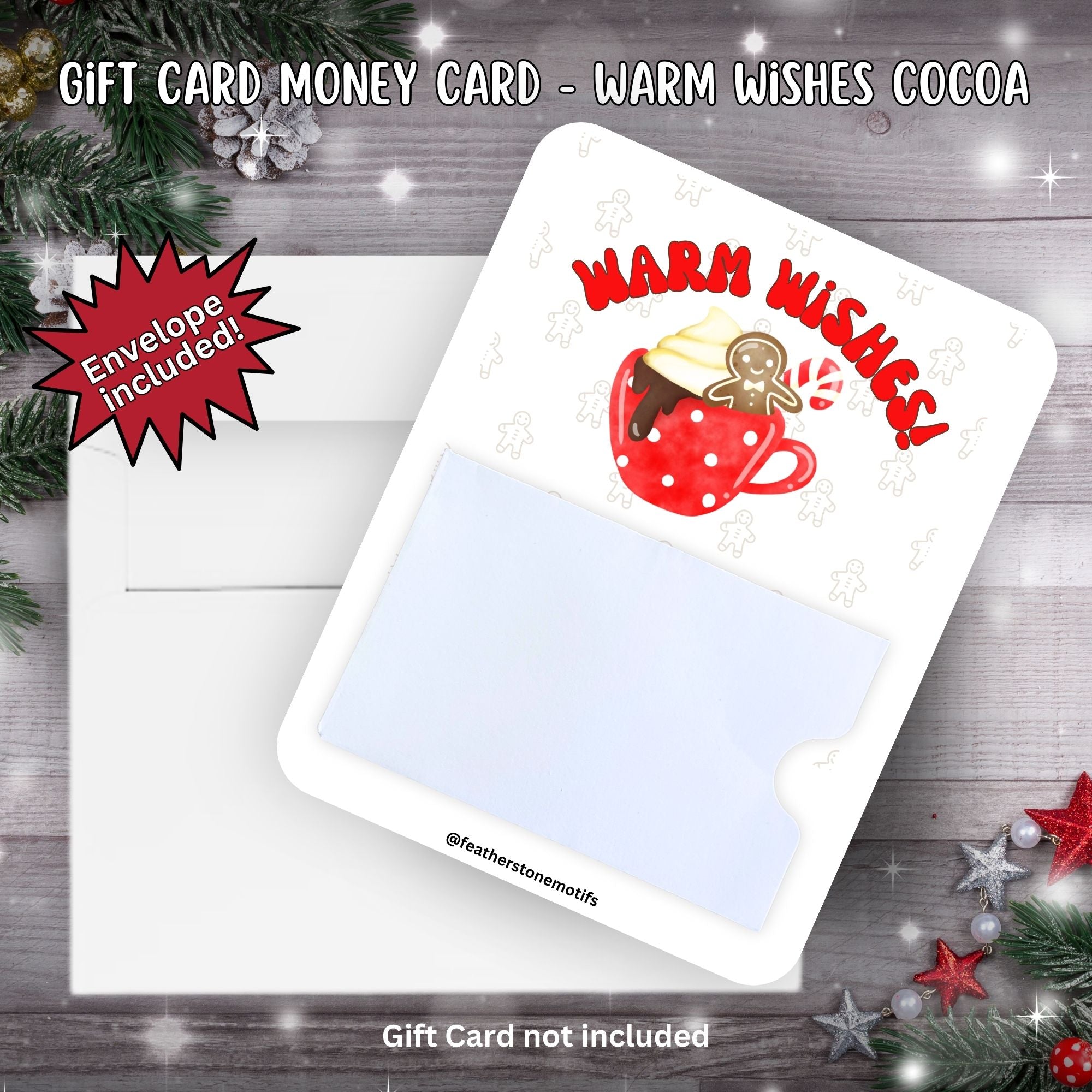 This image shows the Warm Wishes Cocoa Gift Card Holder Money Card with the included A2 envelope.