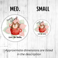 Load image into Gallery viewer, This image shows medium and small Personalized Holiday Stickers - Reindeer Mug next to each other.
