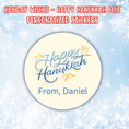 Load image into Gallery viewer, This image shows the Personalized Holiday Stickers - Happy Hanukkah Blue.
