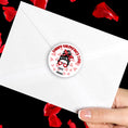 Load image into Gallery viewer, This image shows the personalized valentine sticker on the back of an envelope.
