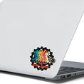 Load image into Gallery viewer, This image shows the Keep Biking - Gear Die-Cut Sticker on the back of an open laptop.
