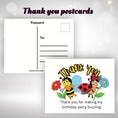 Load image into Gallery viewer, This image shows the front and back of the thank you postcards.
