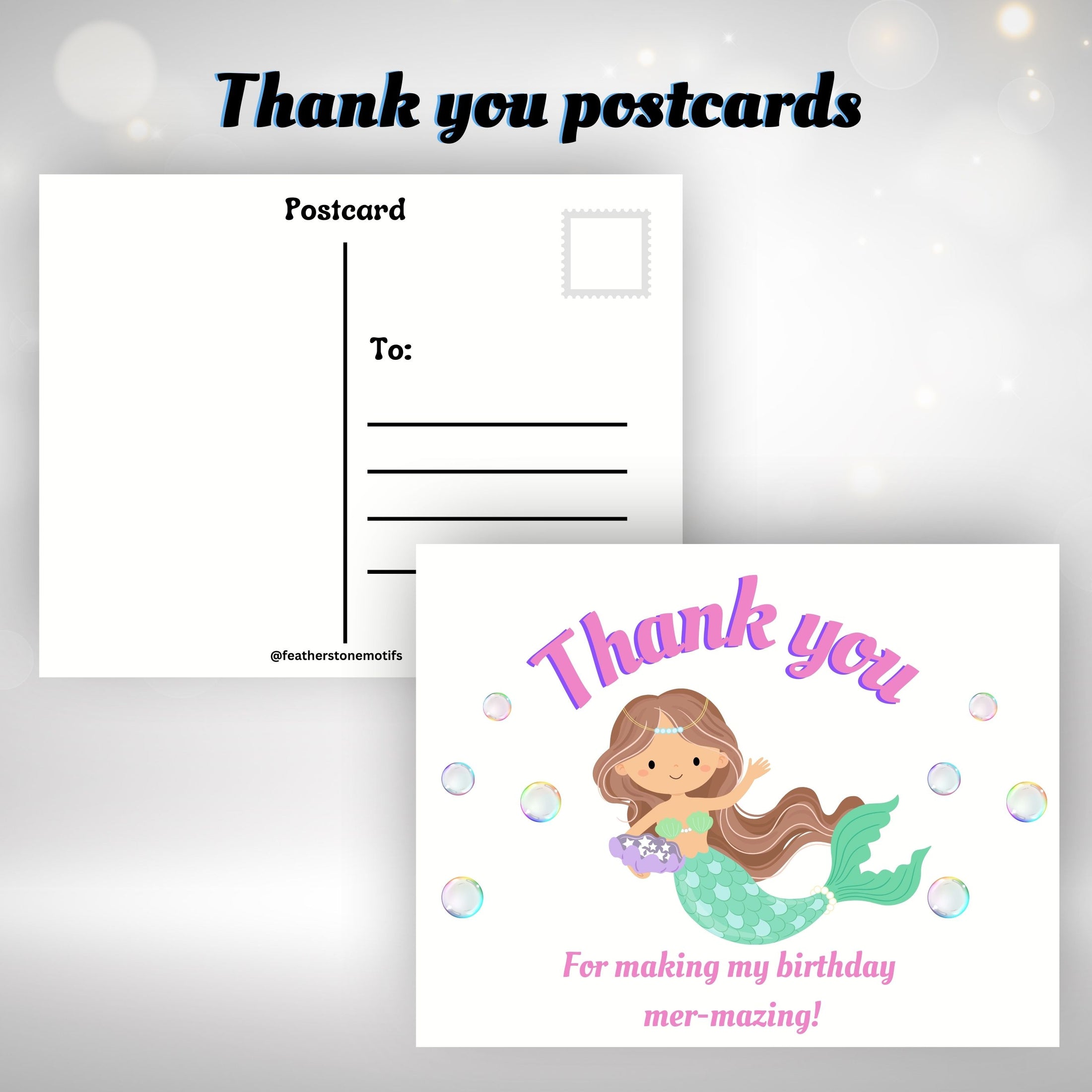 This image shows the front and back of the thank you postcards.