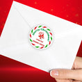 Load image into Gallery viewer, This image shows the personalized holiday sticker on the back of an envelope.
