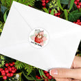 Load image into Gallery viewer, This image shows the personalized holiday sticker on the back of an envelope.
