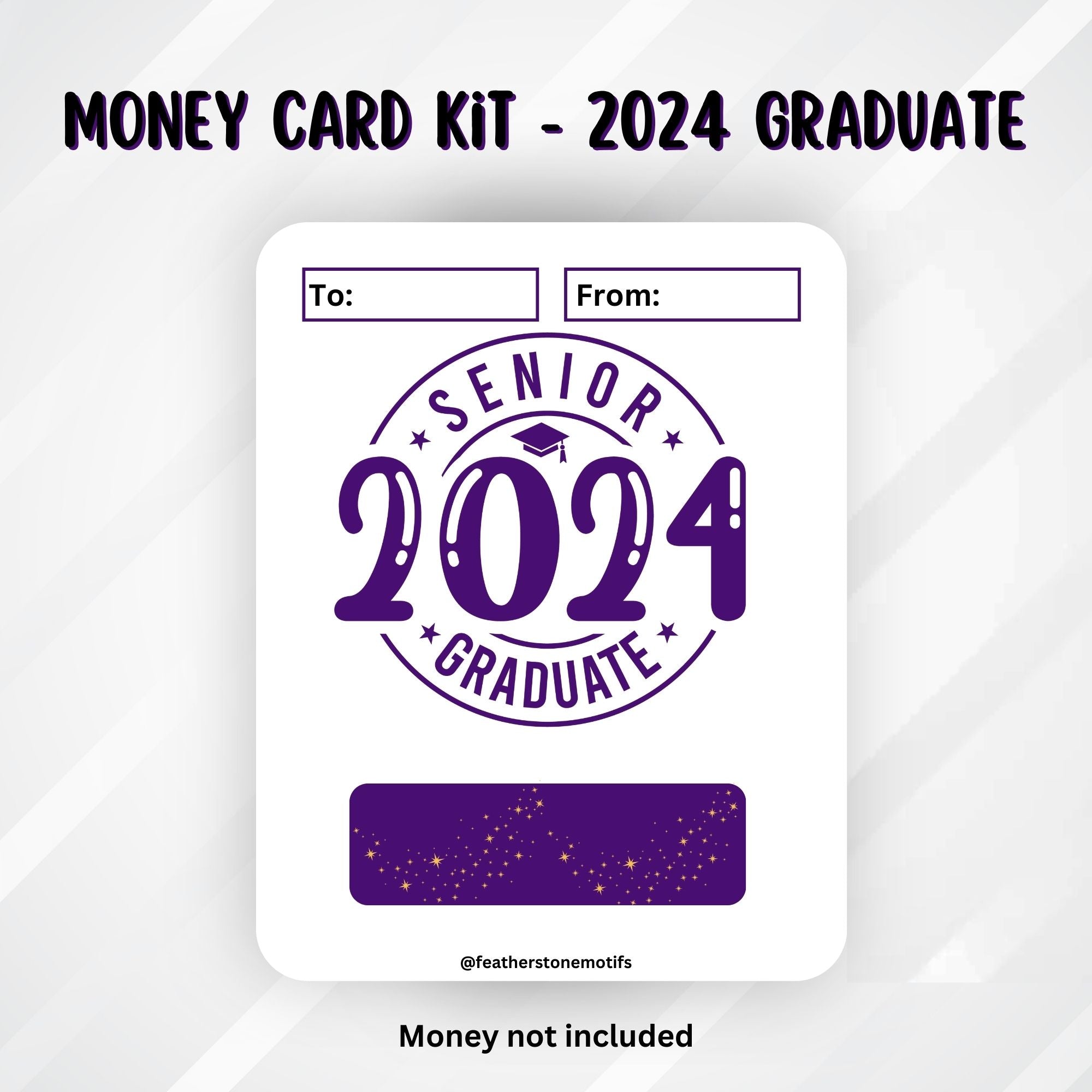 This image shows the 2024 Graduate Money Card without the money tube.