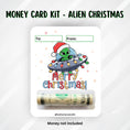 Load image into Gallery viewer, This image shows the money tube attached to the Alien Christmas Money Card.
