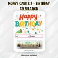 Load image into Gallery viewer, This image shows the money tube attached to the Birthday Celebration money card.
