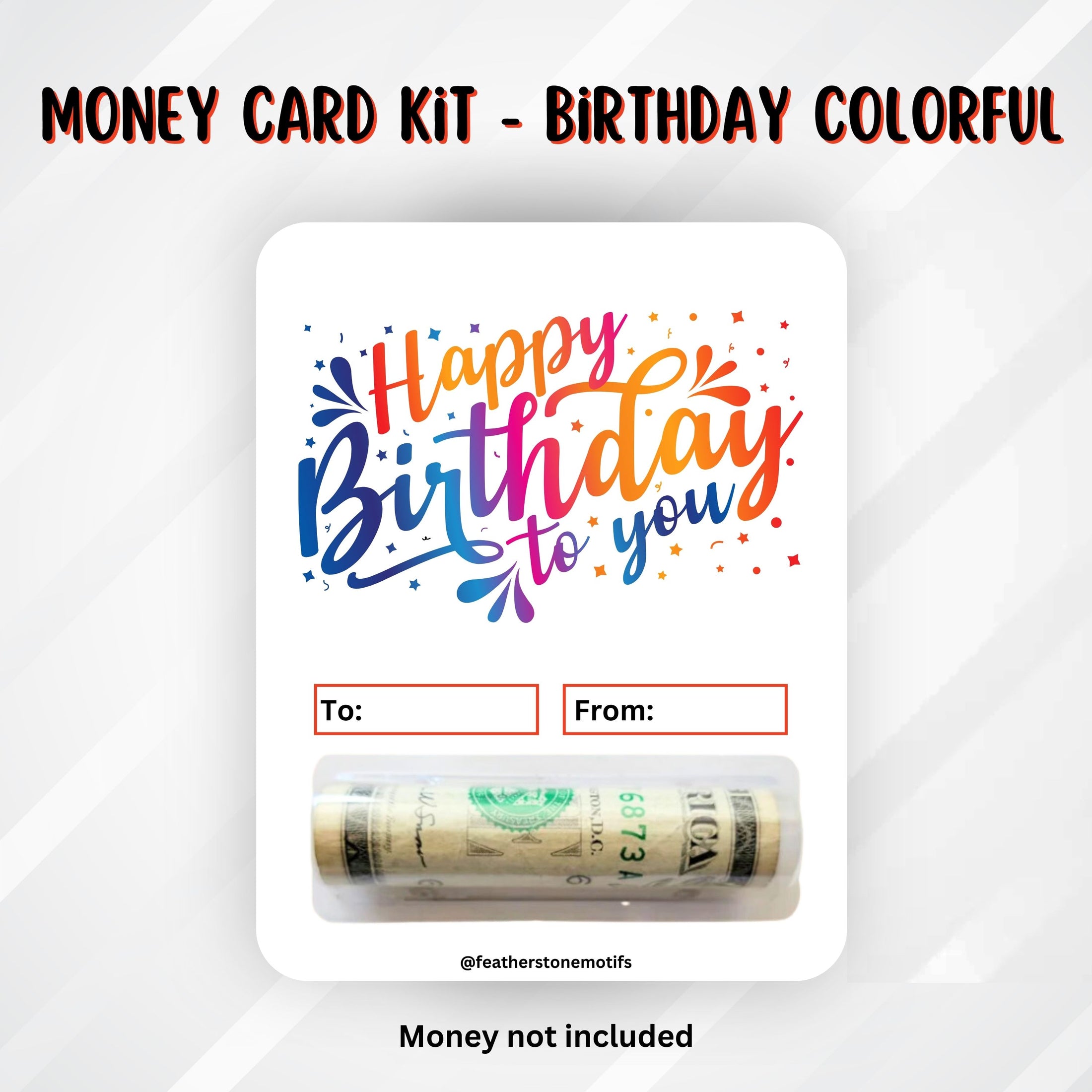 This image shows the money tube attached to the Birthday Colorful money card.