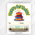Load image into Gallery viewer, This image shows the money tube attached to the Birthday Cake money card.
