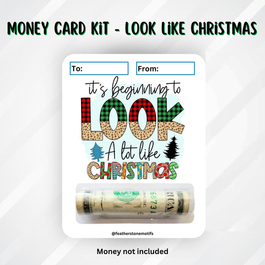 This image shows the money tube attached to the Beginning to Look a lot Like Christmas Money Card.