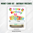 Load image into Gallery viewer, This image shows the money tube attached to the Birthday Presents Money Card.
