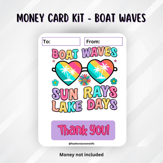 This image shows the Boat Waves Money Card Kit without the money tube attached.
