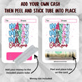 Load image into Gallery viewer, This image shows how to attach the money tube to the Bright Christmas Money Card.
