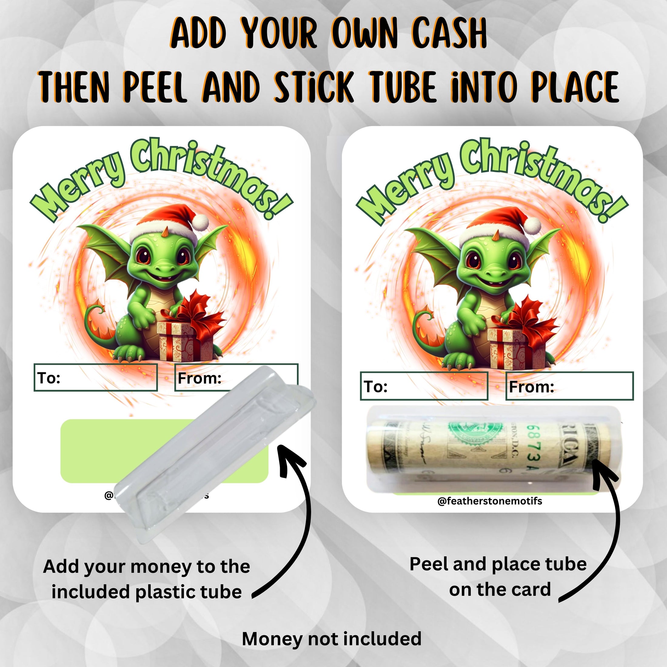 This image shows how to attach the money tube to the Dragon money card.