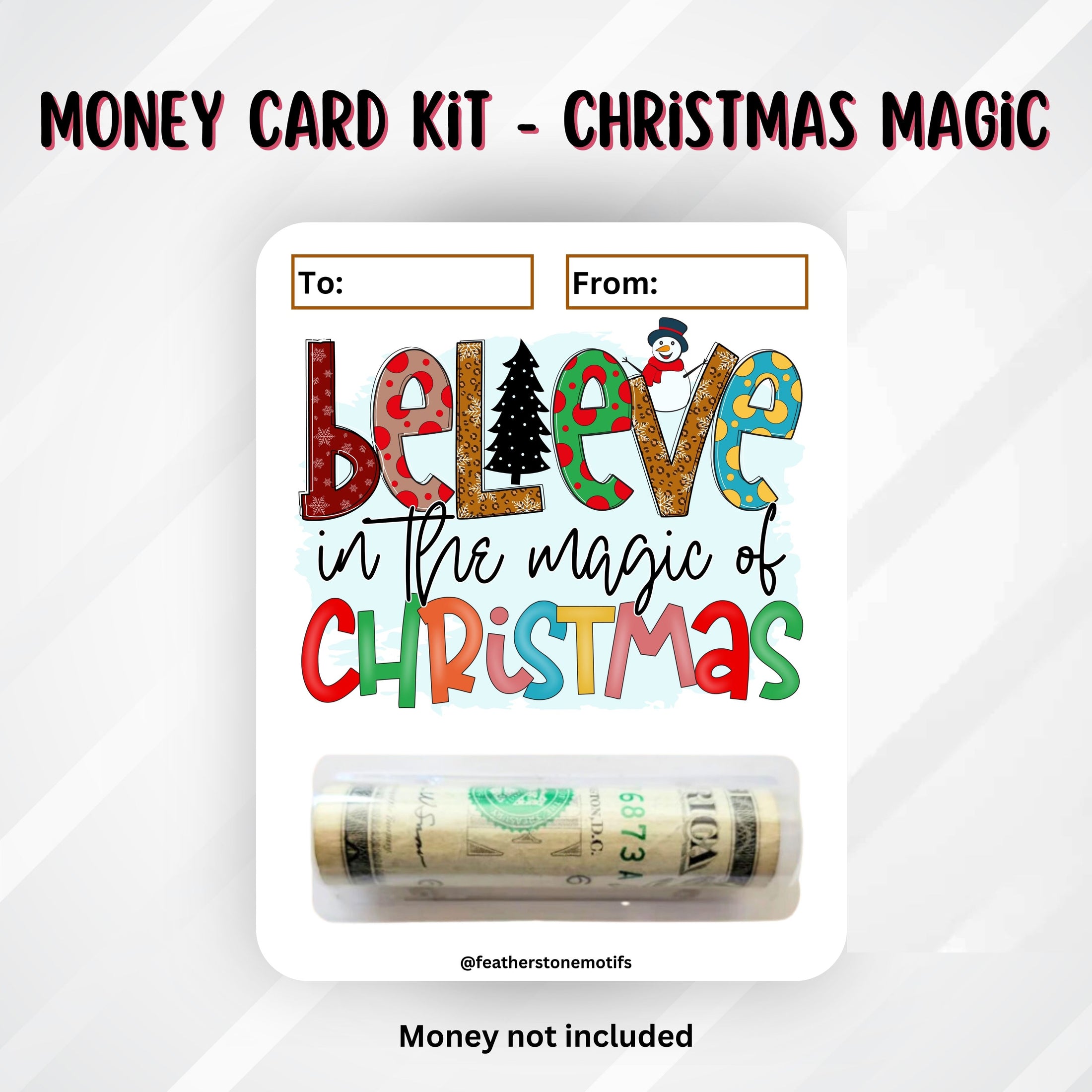 This image shows the money tube attached to the Christmas Magic Money Card.