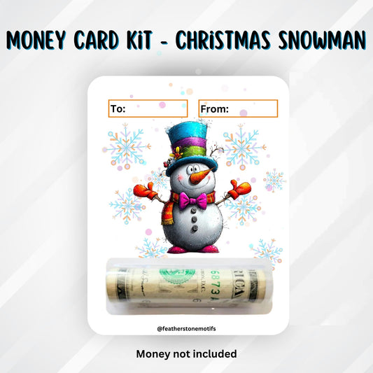 This image shows the money tube attached to the Christmas Snowman Money Card.