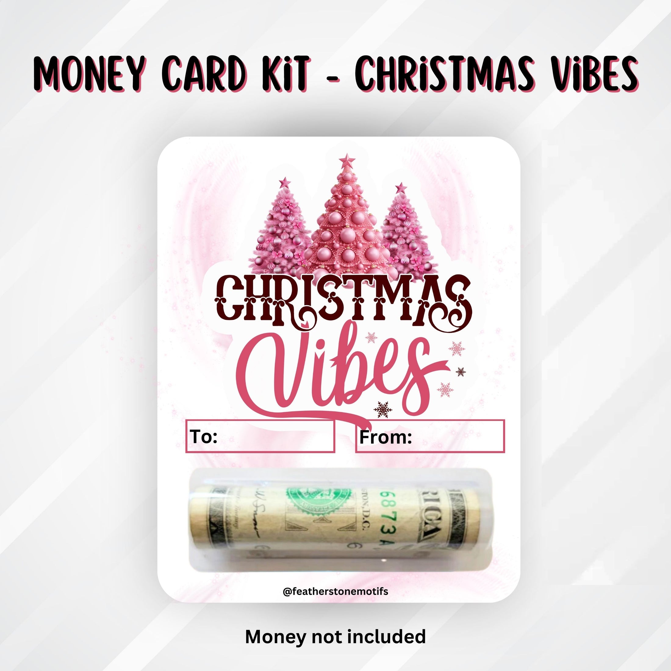 This image shows the Christmas Vibes money card with money tube attached.