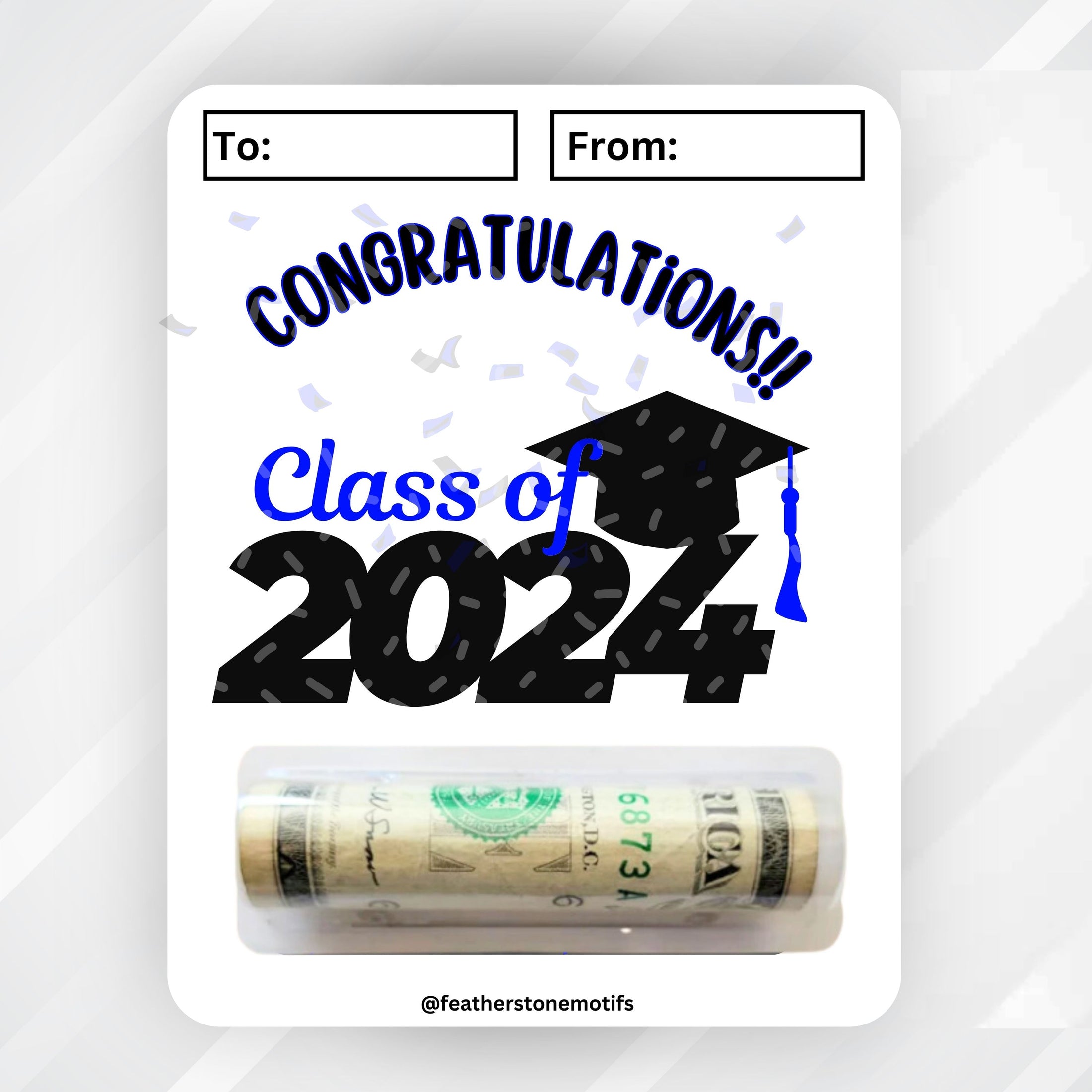 This image shows the money tube attached to the Class of 2024 Money Card.