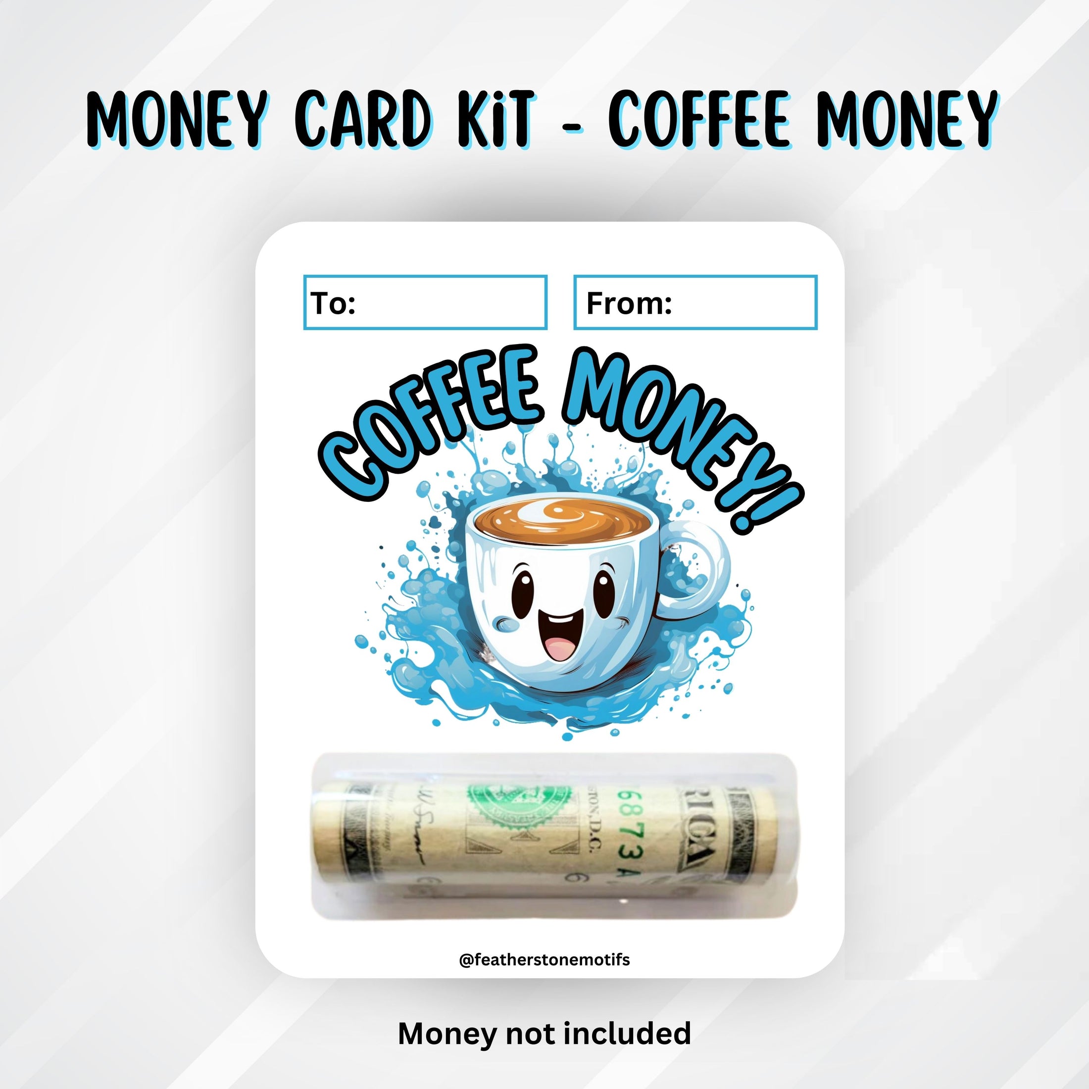 This image shows the money tube attached to the Coffee Money Card.
