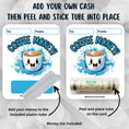 Load image into Gallery viewer, This image shows how to attach the money tube to the Coffee Money Card.
