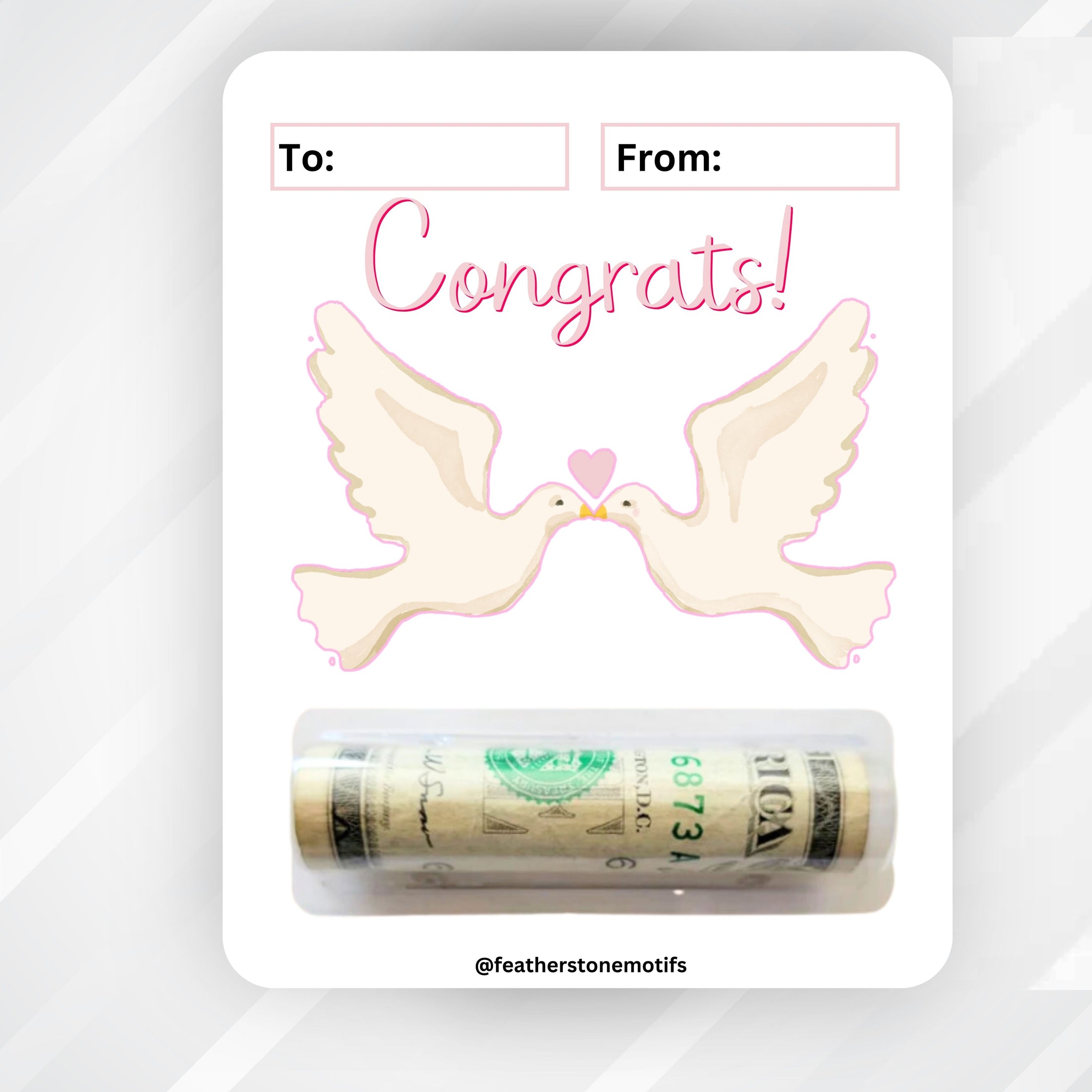 This image shows the money tube attached to the Congrats! Money Card.