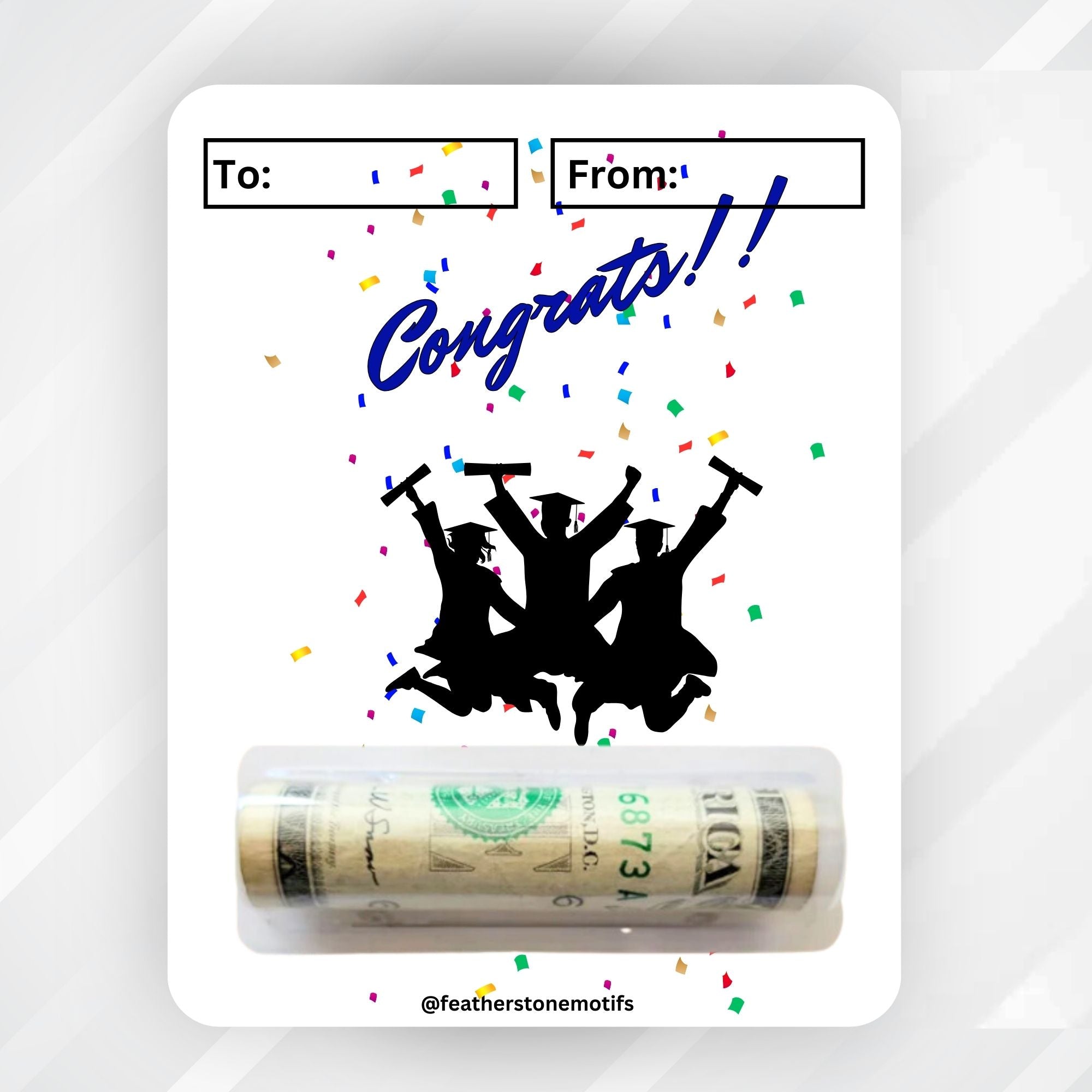 This image shows the Congrats Grad Blue Graduation Money Card Kit.