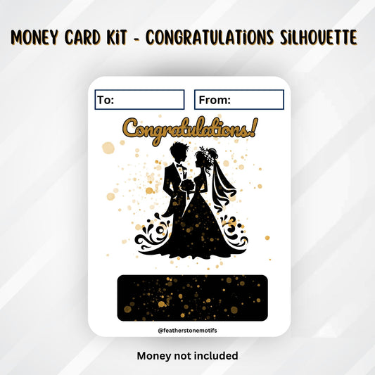 This image show the Congratulations Silhouette Money Card Kit without the money tube.