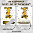 Load image into Gallery viewer, This image shows how to attach the money tube to the Construction Birthday Money Card.

