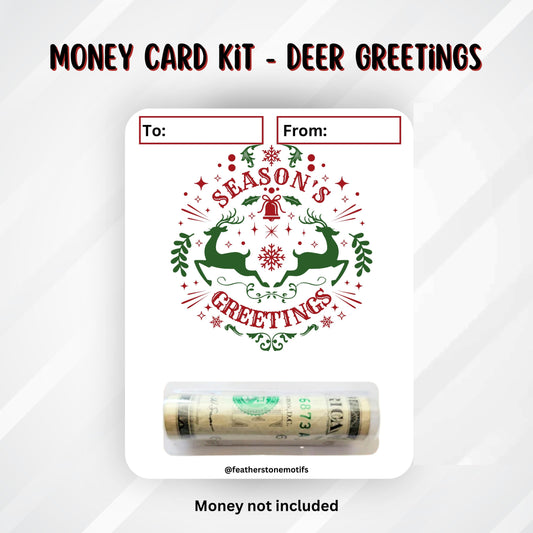 This image show the money tube attached to the Deer Greetings money card.