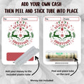Load image into Gallery viewer, This image shows how to attach the money tube to the Deer Greetings money card.
