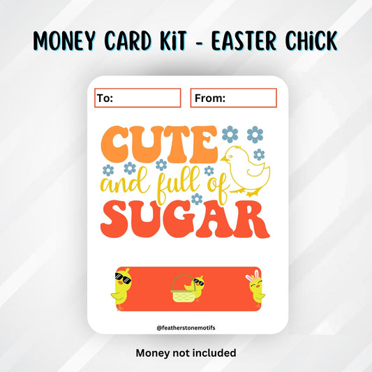 This image shows the Easter Chick Easter Money Card without the money tube.